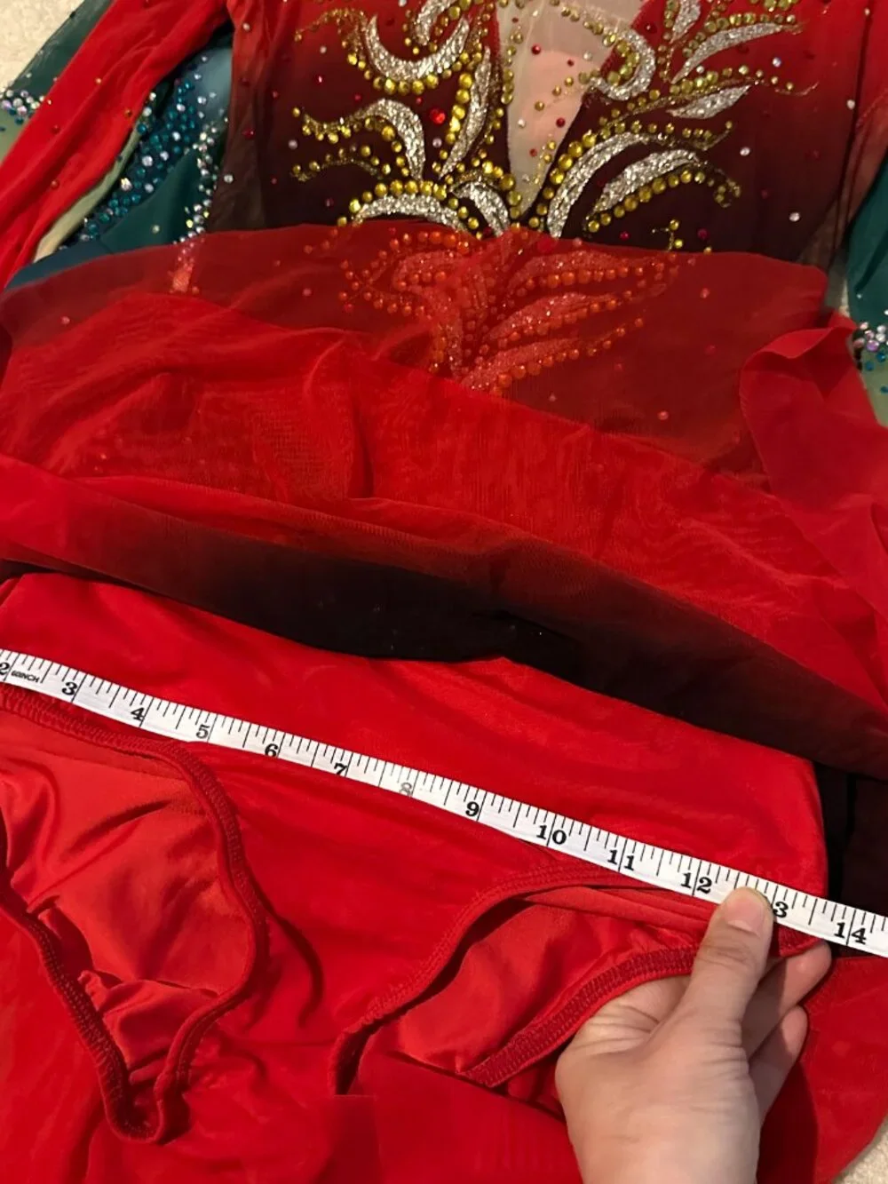 New Red / black / gold / pink Crystal Figure Skating Dress Girl 14 (11~13T)